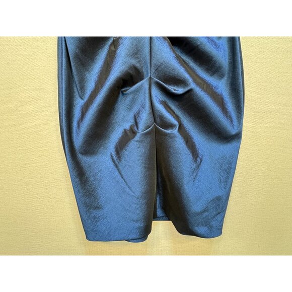 Womens Evening Formal Cocktail Dress Blue Floral Ruched Sleeveless Party Chic - Picture 4 of 11